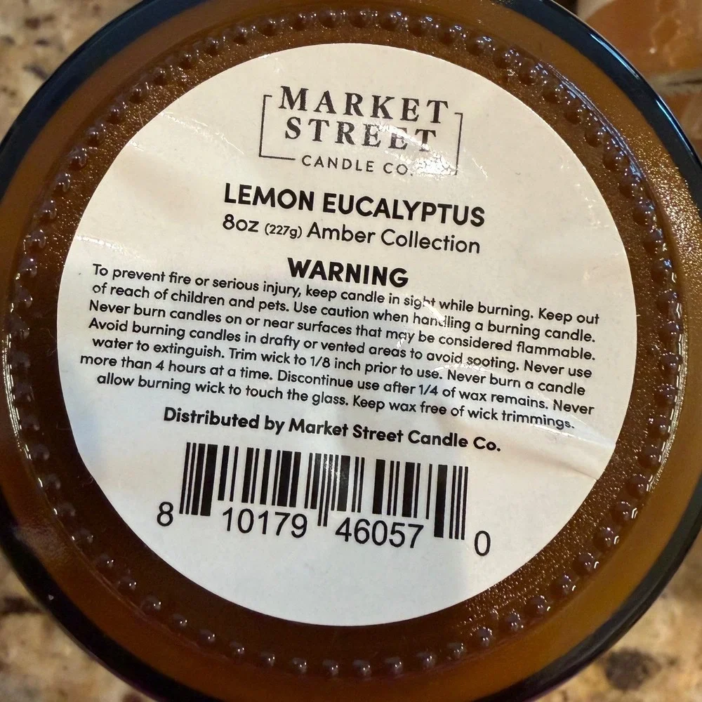 Market Street Candle Lemon Eucalyptus Home Fragrance Set Size 4pc Soy USA NEW‎